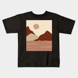 Boho Abstract Artl Landscape Sunset Mountains Design Kids T-Shirt